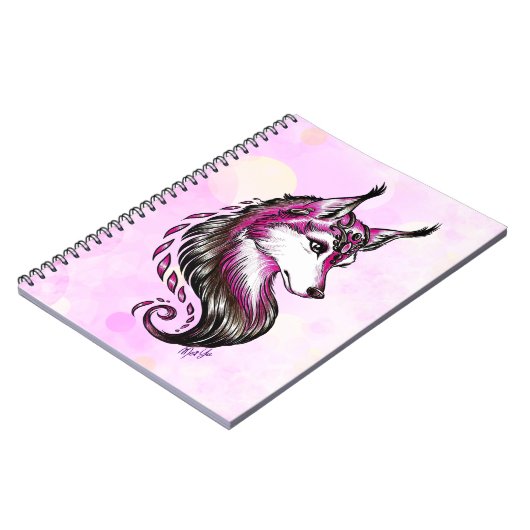 美しい手描きのオオカミの美術学校のノート ノートブック (左側)