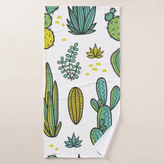 美しい手描きのサボテン抽象芸術天然針 バスタオル (バスタオル)