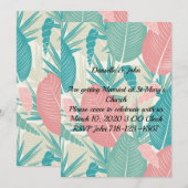 美しい手描きのパームリーフのウェディング 招待状 (正面/裏面)