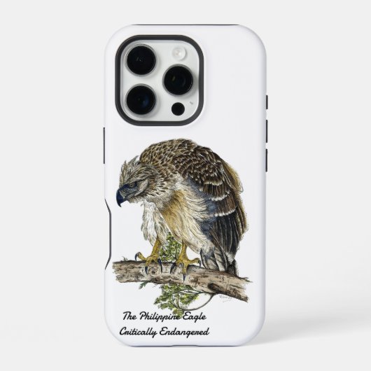 美しい手描きの絶滅危惧種の鷲 iPhoneケース (裏面)