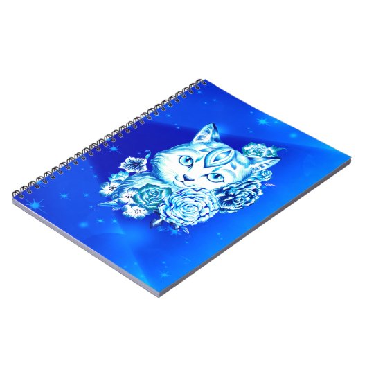 美しい手描きの10の青猫の学校のノート ノートブック (左側)