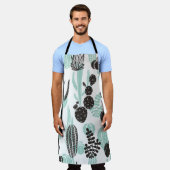 美しい手描きサボテンドールのシームレスなパターン エプロン (着用した状態)