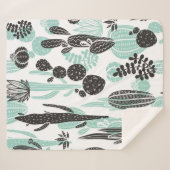 美しい手描きサボテンドールのシームレスなパターン シェルパブランケット (正面(横))