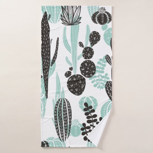 美しい手描きサボテンドールのシームレスなパターン バスタオル (バスタオル)