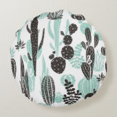 美しい手描きサボテンドールのシームレスなパターン ラウンドクッション (裏面)