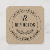 美しい手描きハーフリースモノグラム スクエア名刺 (正面)