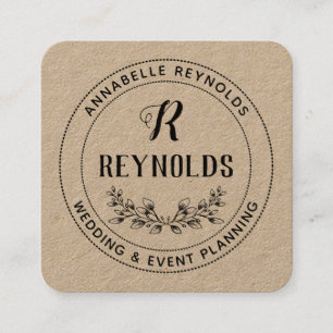 美しい手描きハーフリースモノグラム スクエア名刺