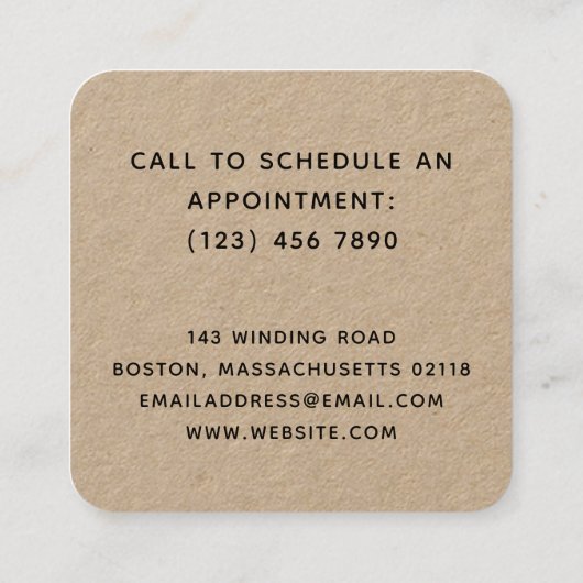 美しい手描きハーフリースモノグラム スクエア名刺 (裏面)