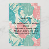 美しい手描きパーム葉の結婚 招待状 (正面/裏面)