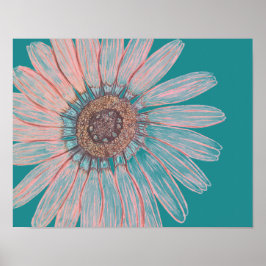 美しい手描きフラワーポスター ポスター