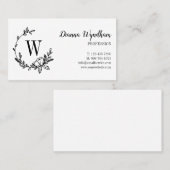 美しい手描きフラワーリースモノグラム 名刺 (正面/裏面)