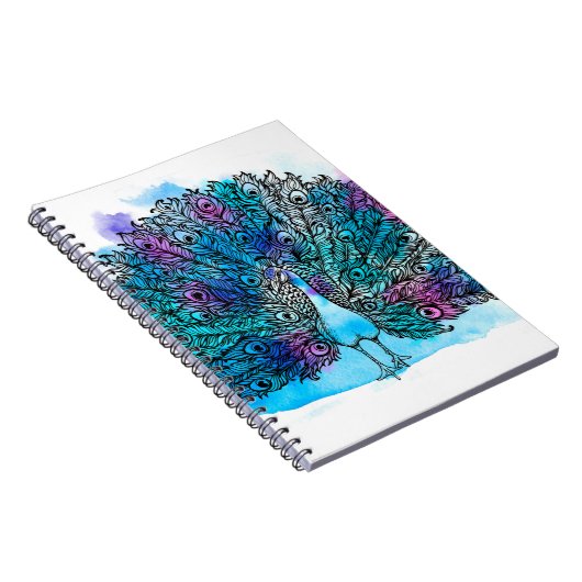 美しい手描き孔雀の鳥は多くのデで構成される ノートブック (右側)