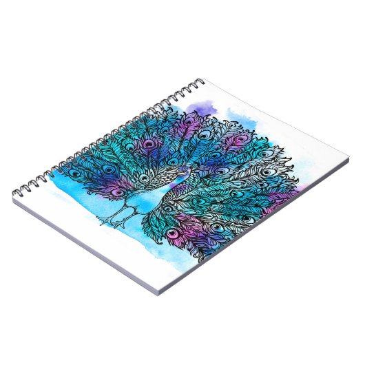 美しい手描き孔雀の鳥は多くのデで構成される ノートブック (左側)