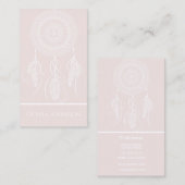 美しい手描き白いドリームキャッチャマンダラ 名刺 (正面/裏面)