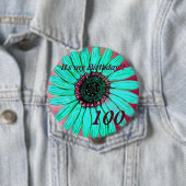 美しい手描き花100誕生日 缶バッジ (インサイチュ)