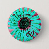 美しい手描き花60誕生日 缶バッジ (正面)