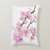 美しい手書きのピンクの水彩桜の花 アクセントクッション (裏面(縦))
