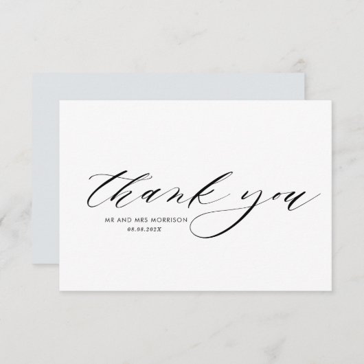 美しい手書きの結婚台本のサンキューカード サンキューカード (正面/裏面)