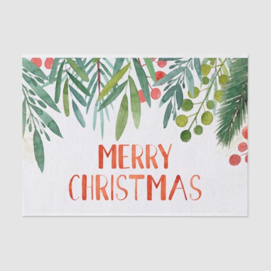 美しい手書き水彩のベリーと枝  薄葉紙 (正面)