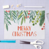 美しい手書き水彩のベリーと枝  薄葉紙 (クラフト)