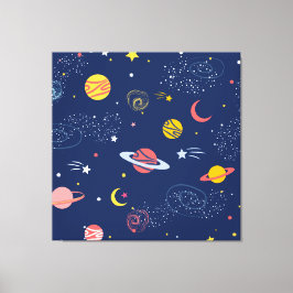 美しい手書き銀河系の背景パターン キャンバスプリント