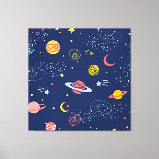 美しい手書き銀河系の背景パターン キャンバスプリント (正面)