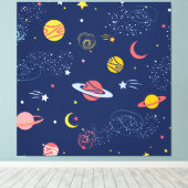 美しい手書き銀河系の背景パターン キャンバスプリント (インサイチュ (ウッドフロア))