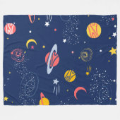 美しい手書き銀河系の背景パターン フリースブランケット (正面(横))