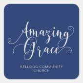 美しい手書き風Amazing Graceスクリプト スクエアシール (正面)