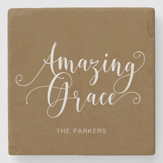 美しい手書き風Amazing Graceスクリプト ストーンコースター (正面)