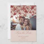 美しい折り紙紙クレーンフォトQRコード セーブザデート (正面)