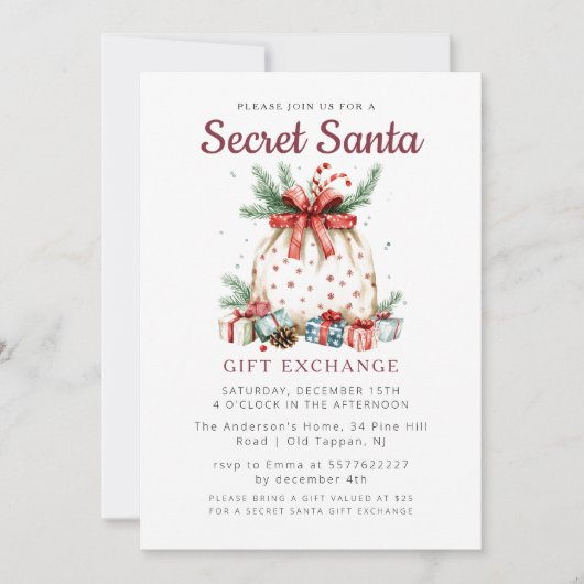 美しい抱き枕Iシークレットサンタクリスマスパーティー 招待状 (正面)