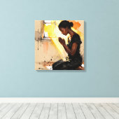 美しい抽象的なアフリカ系アメリカ人女性が祈る キャンバスプリント (インサイチュ (ウッドフロア))