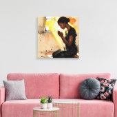 美しい抽象的なアフリカ系アメリカ人女性が祈る キャンバスプリント (インサイチュ (リビング))