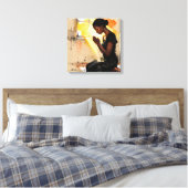 美しい抽象的なアフリカ系アメリカ人女性が祈る キャンバスプリント (インサイチュ (寝室))