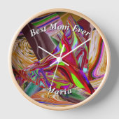 美しい抽象的なカラフルな大理石の液体デザイン 壁時計 (正面)