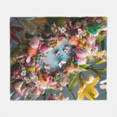 美しい抽象的な花のフラワー #2 フリースブランケット (正面(横))