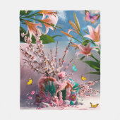 美しい抽象的な花のフラワー #3 フリースブランケット (正面)