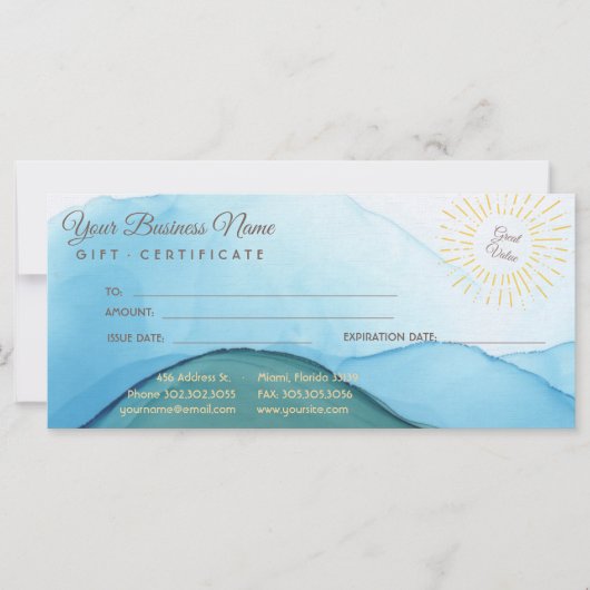 美しい抽象的な青の水彩インク (正面)