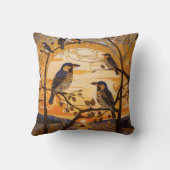 美しい抽象芸術の鳥の日の出の装飾 クッション (裏面)