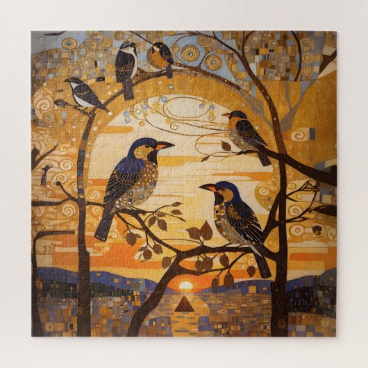 美しい抽象芸術の鳥の日の出の装飾 ジグソーパズル (縦)