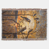 美しい抽象芸術の鳥の日の出の装飾 スローブランケット (正面)