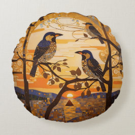 美しい抽象芸術の鳥の日の出の装飾 ラウンドクッション