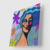 美しい抽象芸術アートウォールクロック スクエア壁時計 (傾斜)