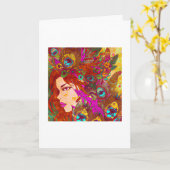 美しい抽象芸術アート |羽のある女性 カード (黄色い花)