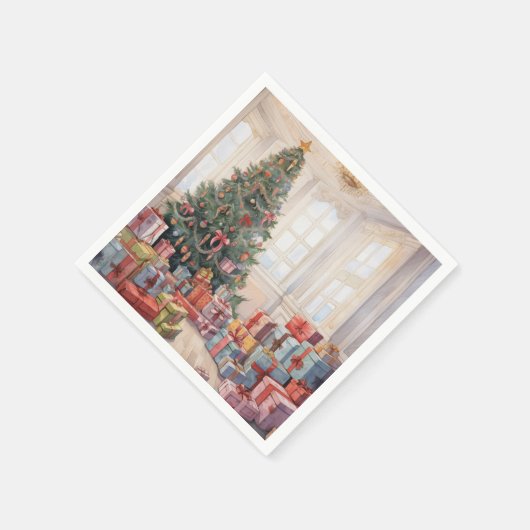 美しい抽象芸術クリスマスツリーのギフトのスタック スタンダードカクテルナプキン (角)