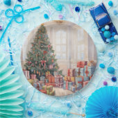 美しい抽象芸術クリスマスツリーのギフトのスタック ペーパープレート (パーティー)