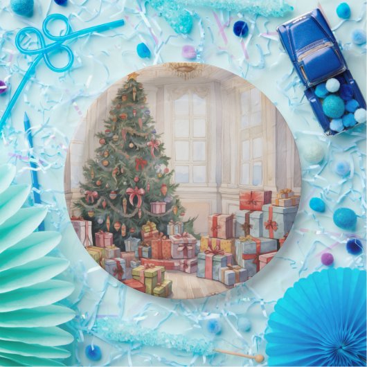 美しい抽象芸術クリスマスツリーのギフトのスタック ペーパープレート (パーティー)