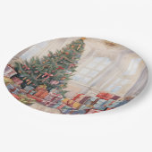 美しい抽象芸術クリスマスツリーのギフトのスタック ペーパープレート (アングル)