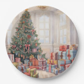 美しい抽象芸術クリスマスツリーのギフトのスタック ペーパープレート (正面)